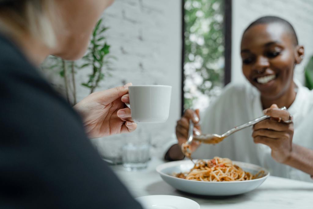 A couple eating delicious gluten free pasta